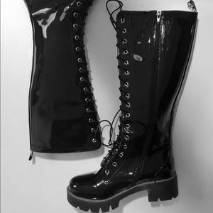 👢Patent leather boots laces platform 👁‍🗨